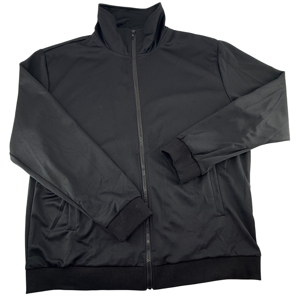 Coofandy Mens XL Black Full Zip Jacket Lightweight Track Casual Minimalist Zip